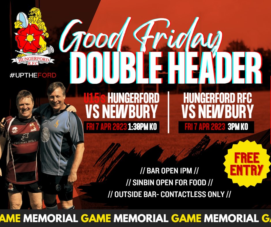Hungerford RFC (@hungerfordrfc) on Twitter photo Good Friday sees the return of the annual memorial match between Hungerford & <a href="/NewburyRFC/">Newbury RFC</a>. Year on year this day never fails to be a spectacular event. So come on up and show your support for all teams involved. #uptheford Good Friday sees the return of the annual memorial match between Hungerford & <a href="/NewburyRFC/">Newbury RFC</a>. Year on year this day never fails to be a spectacular event. So come on up and show your support for all teams involved. #uptheford
