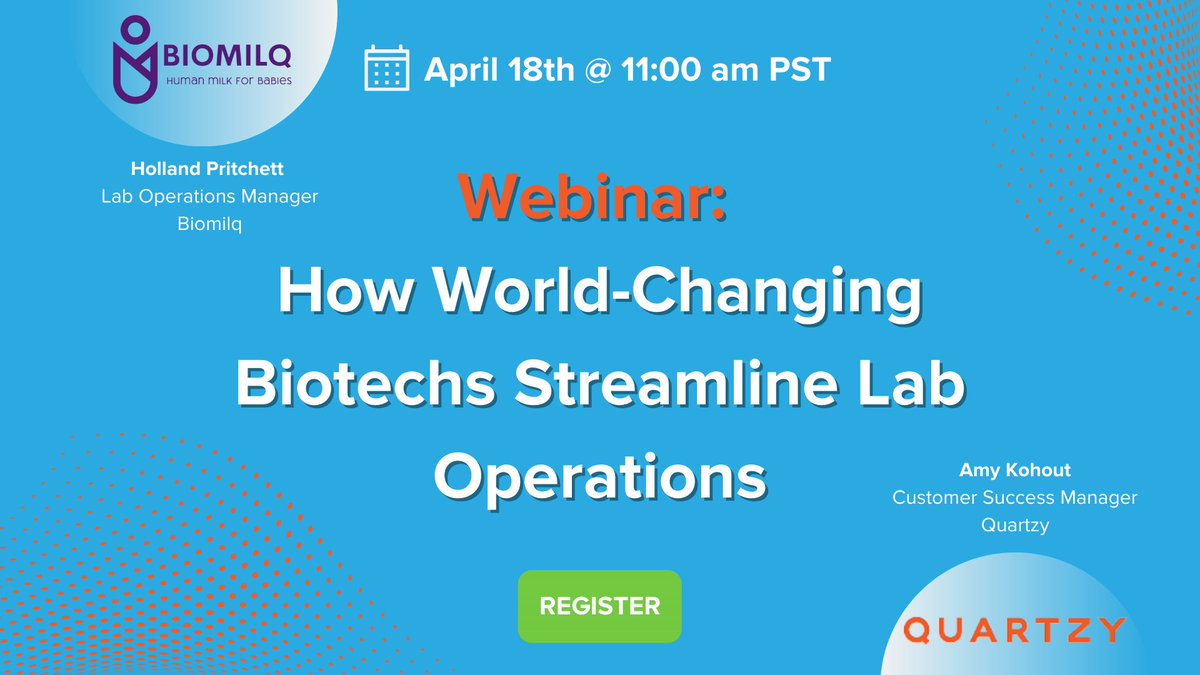 Quartzy's tweet photo. 🗓️ Webinar: How World-Changing Biotechs Streamline Lab Operations
Join Quartzy &amp; @BIOMILQ on April 18th @ 11:00 am PST discussing essential strategies to streamline research &amp; boost operational efficiency in the lab.
Register!
https://t.co/PqWCyJtofO

#biotech #biotechnology #lab https://t.co/ddTS9XeQAi