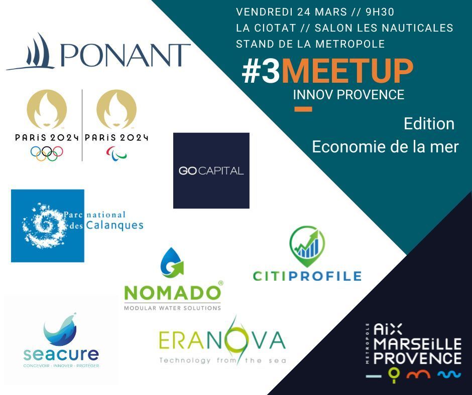 AMPMetropole's tweet photo. 🙋♂️Ce vendredi, dès 9h30, rdv sur le stand @AMPMetropole des Nauticales pour les #MeetupInnovProvence sur le thème de l'économie la mer.🌊
🕴️Des décideurs avec des besoins d’innovations challengent des porteurs de solutions !🚀
➕d'infos⤵️ https://t.co/9DC8Hwdm1R https://t.co/7Dy3HSTkIe