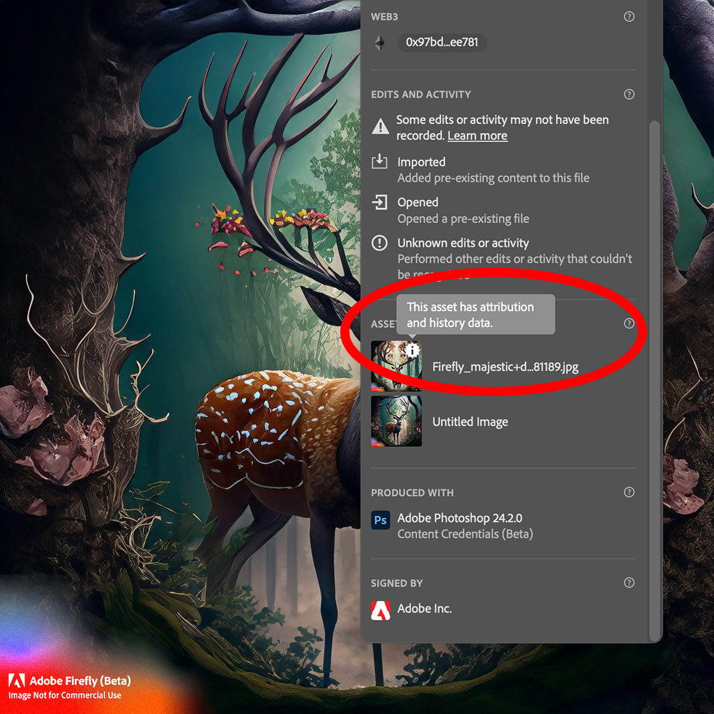 Images from #adobefirefly include content credentials even when you COPY and PASTE! That's wild. I want to be transparent with my work so people know what I did/didn't do.