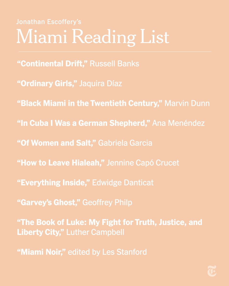Read your way through Miami with these suggestions from one of the city's own. nyti.ms/3nbS5nL