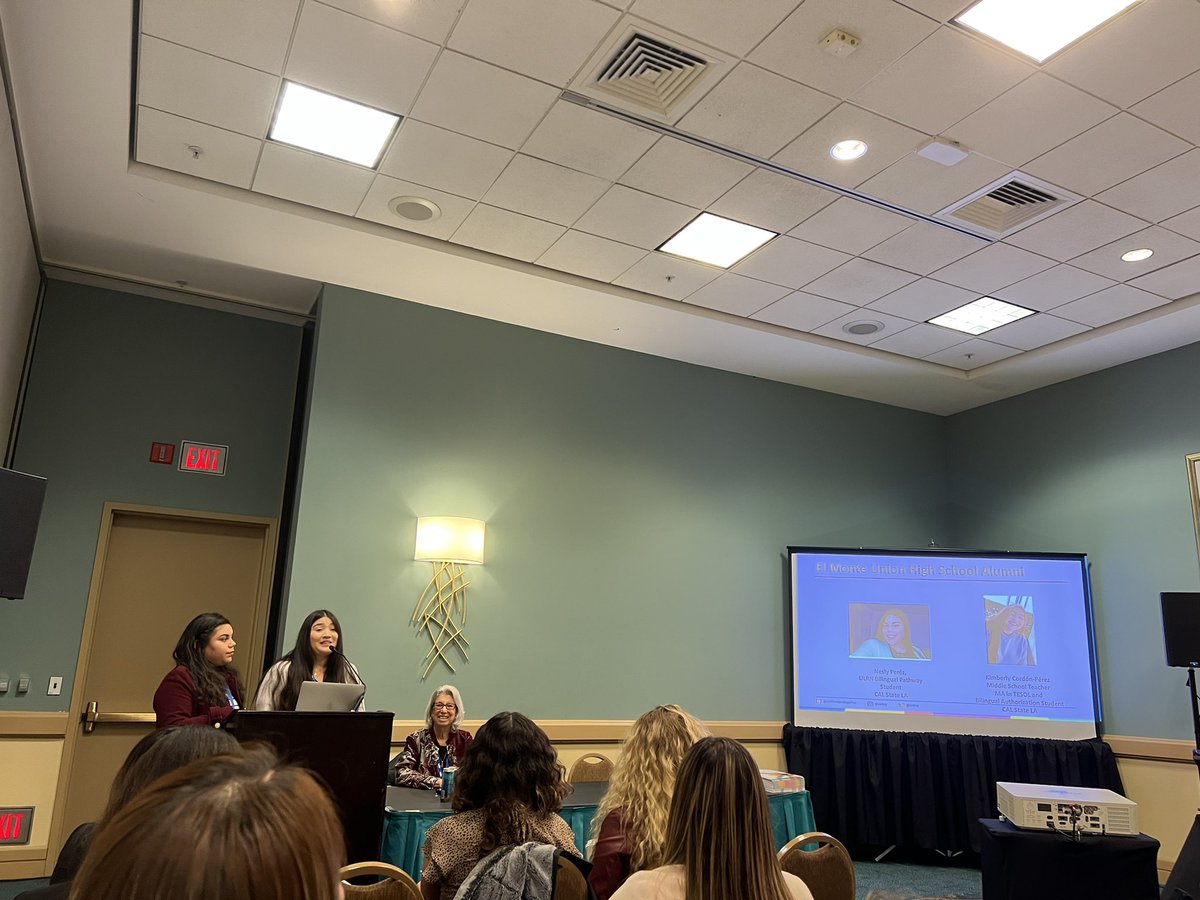 It is sooooo exciting to see some former students presenting to a full room on building the Bilingual educator pipeline. ❤️ #CABE2023 #caedchat