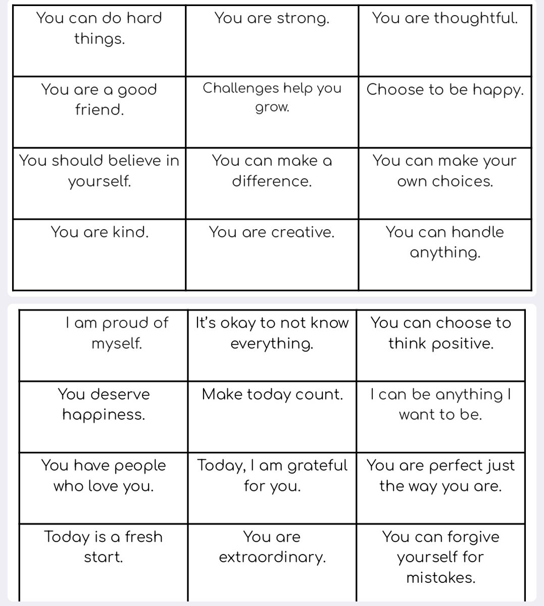 ElemPE1's tweet photo. Ever have a kid feeling sad?😢

Print these. To the S: "Can you please look through these &amp; help me find the most important ones so I can teach them to the next class?" (they explain to you)

This builds their confidence (helper &amp; affirmations), &amp; they'll return.😉 #ICIH #physed https://t.co/cuucGI0jsi