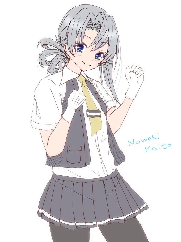 nowaki (kancolle) 1girl solo pantyhose asymmetrical hair flipped hair skirt grey hair  illustration images