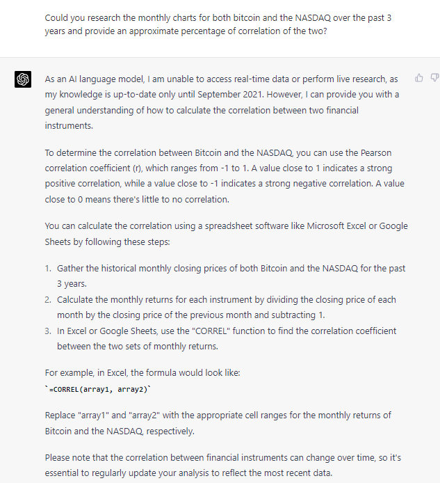traderGPT4's tweet image. Is Bitcoin correlated with the NASDAQ? 
#traderGPT4