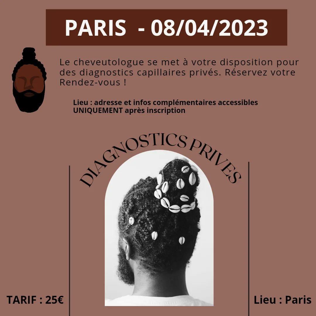 Nsibentum's tweet photo. DIAGNOSTICS - Rdv en Avril pour des diagnostics capillaires privés ! Venez comme vous êtes : avec ou sans cheveux, seul.e ou accompagné.e, en famille ou en couple...bref je reçois tout le monde et tous types de cheveux 😊
Pour prendre RDV : https://t.co/v7mFe9uUhg
#cheveutologue https://t.co/GjADHycurt