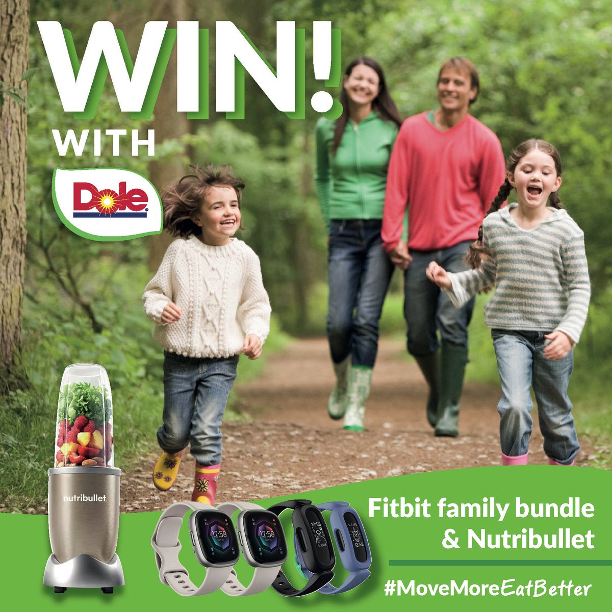 Doleireland's tweet image. RT &amp;amp; Follow for your chance to #WIN a Fitbit family bundle and a Nutribullet! #MoveMoreEatBetter