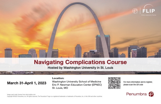 PenNeuro's tweet photo. We are looking forward to the completely booked 2nd Annual Navigating Complications Course hosted by WashU Faculty @ranochatterjee @NeuroIntervener @vellimana @JOsbunMDxCV along with Drs @gdabus,  @InoaVioliza, Katie Dlouhy &amp; Aaron Bress! #PenumbraFLIP. https://t.co/xUSifP6VFO