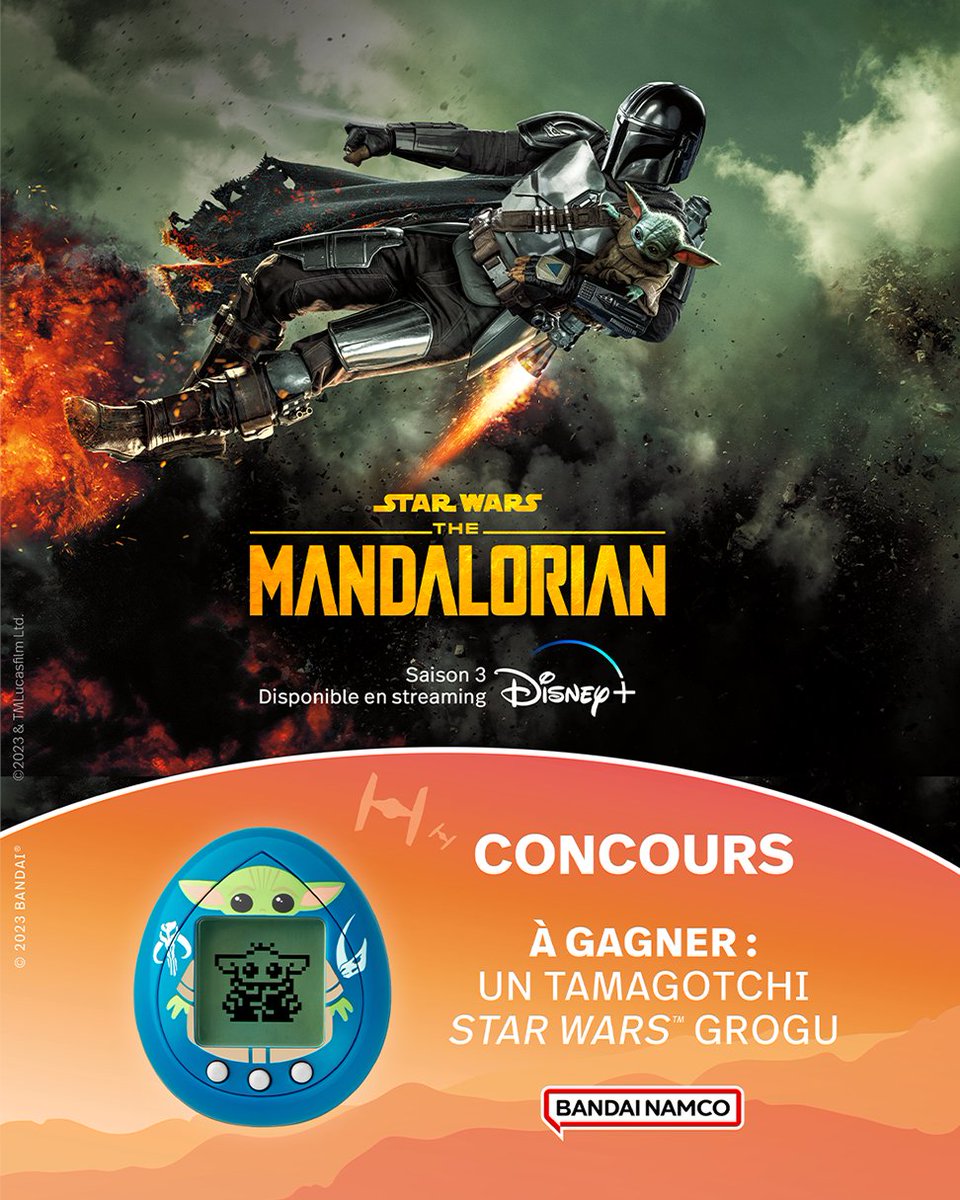 DisneyPlusFR's tweet image. Concours 🎁 Nous sommes à la moitié de la saison 3 de The Mandalorian sur #DisneyPlus, RT pour tenter de remporter un Tamagotchi Star Wars Grogu !