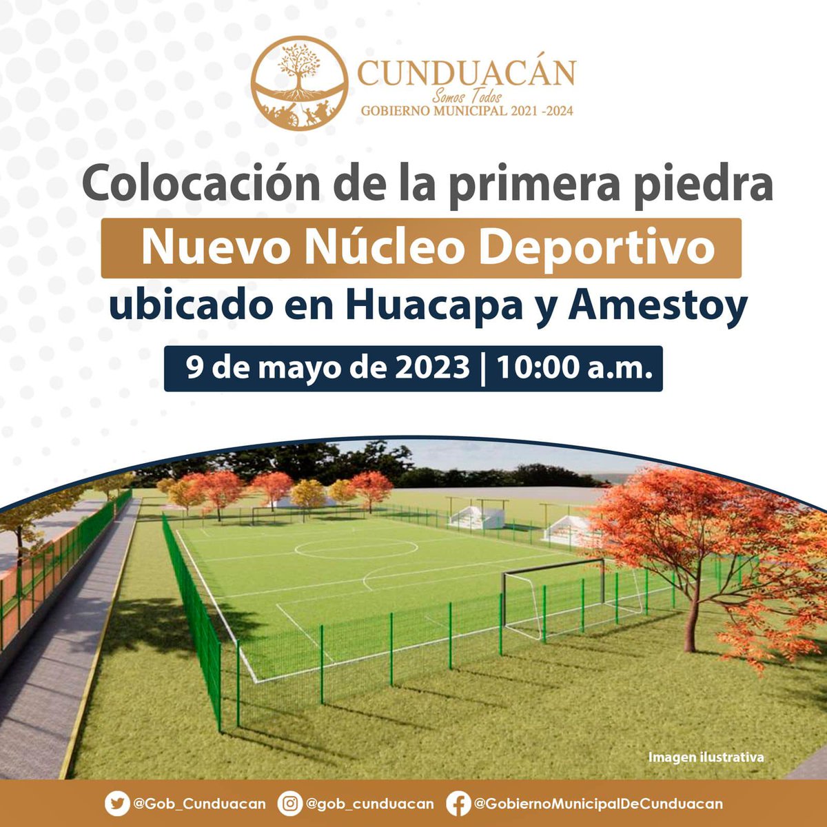 🔴#Municipios II Con una inversión alrededor de los 17 millones de pesos anuncia el <a href="/Gob_Cunduacan/">Gobierno Municipal de Cunduacán 2021-2024</a>  la construcción en una superficie de 2.5 hectáreas del nuevo espacio deportivo en Huacapa y Amestoy que beneficiará a más de 10 colonias de la zona.