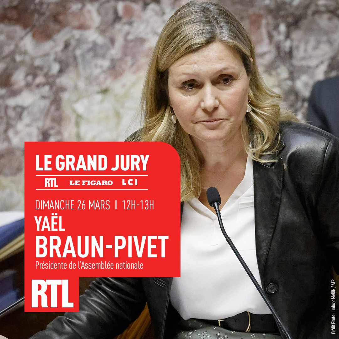 🔴🗣 Yaël Braun-Pivet (@YaelBRAUNPIVET), la présidente de l'Assemblée nationale, est l'invitée de l'émission @LeGrandJury Posez-lui vos questions dans les commentaires, elle y répondra en direct dimanche dès 12h #LeGrandJury ⤵️