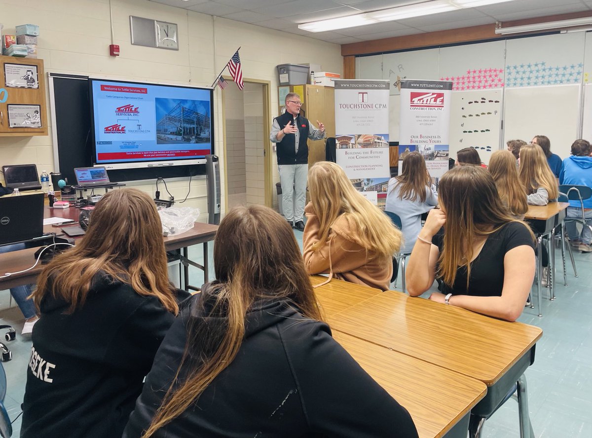 BathMidSchool's tweet photo. A special thank you to Tuttle Construction, Mercy Health, US Plastics, and Bobcat of Lima for coming in to share information about future employment opportunities and careers with our 8th graders. https://t.co/QrwsqXezEk