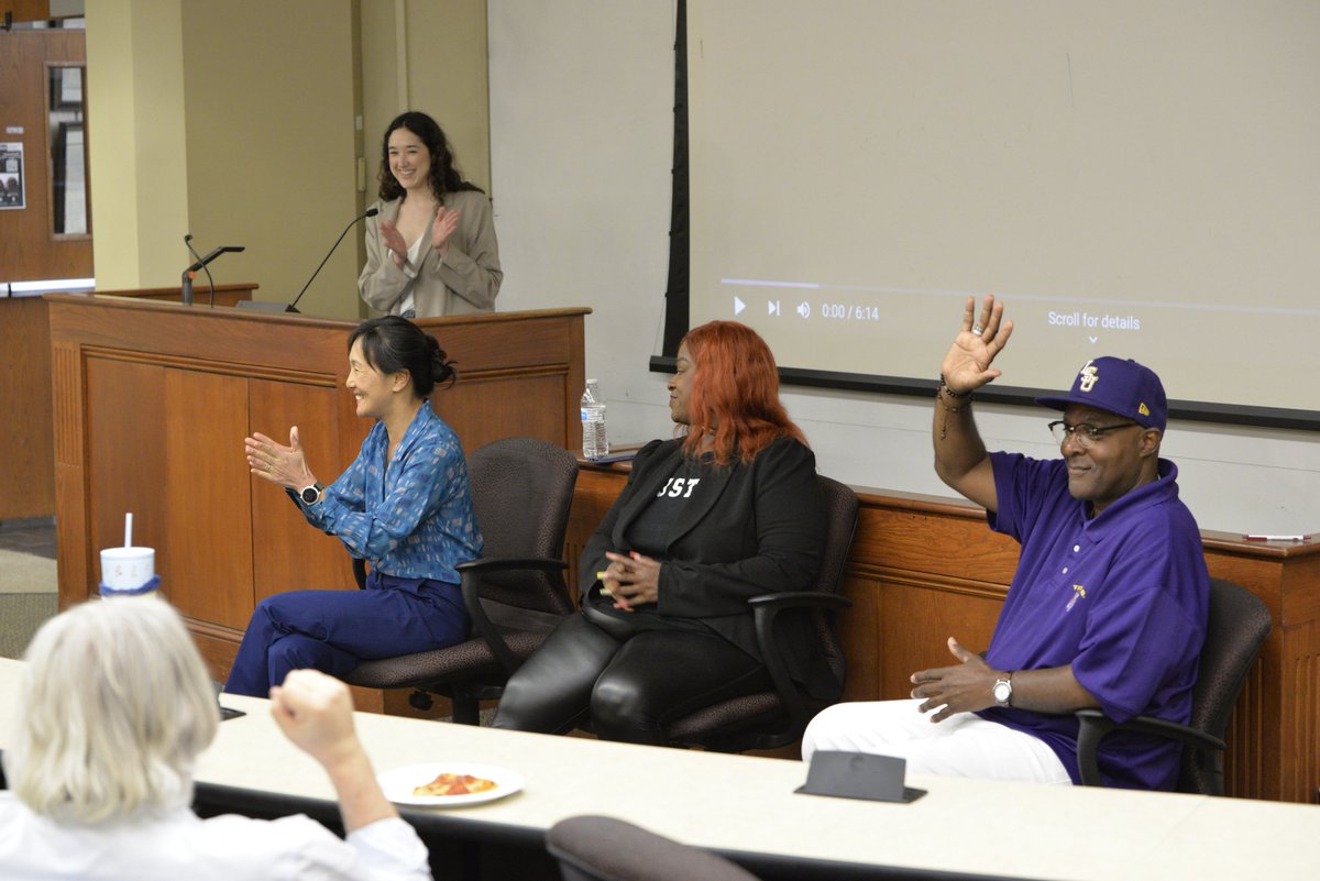 LSULawCenter's tweet photo. Raymond Flanks, who was exonerated and released from prison in November after serving nearly 39 years, receives a warm welcome at today’s “Freedom for the Wrongfully Imprisoned” panel discussion! https://t.co/jSUKs45tEe