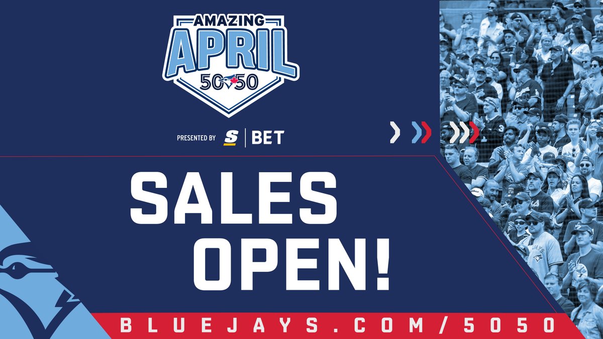 JaysCare's tweet photo. Baseball's biggest 50/50 is BACK! 🚨

Sales are now open for our Amazing April Jackpot presented by @theScoreBet! Get your tickets right now for a chance to win ALL 11 Early Bird Prizes, plus the month-long MEGA Jackpot 🔥

▶ https://t.co/5chwquqc3r https://t.co/Z4lLQeoElY