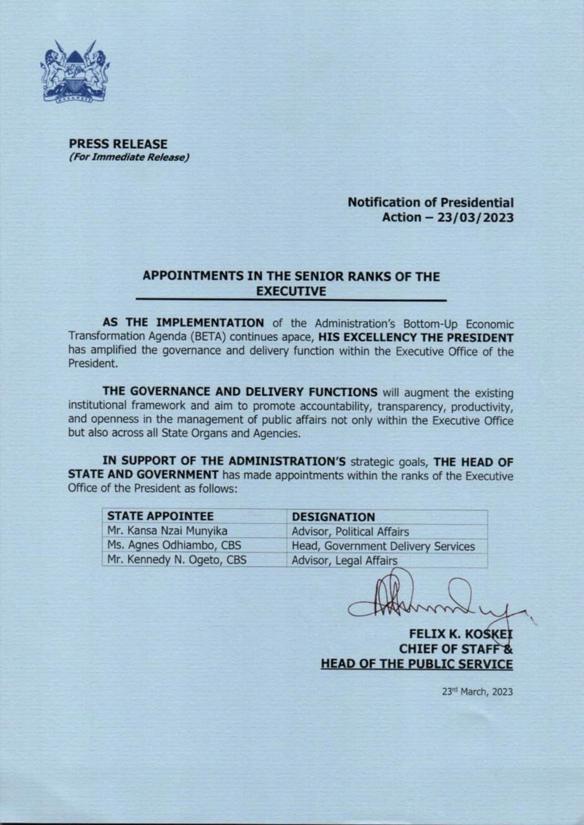 RobertAlai's tweet photo. Kennedy Ogeto returns in the State Law office through the back door. Agnes Odhiambo same. 

They have found the govt hard to run. They don’t know what to do so they are groping in the dark. https://t.co/A0UakpXeea