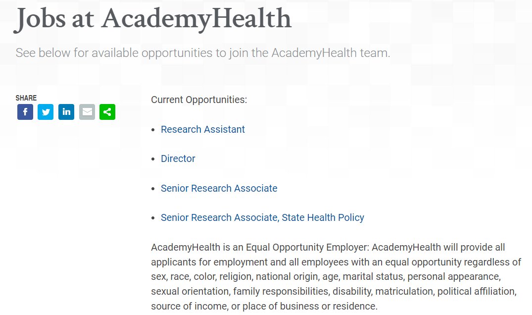 Join the @AcademyHealth team! We're hiring for a number of positions on our research teams & seeking a director to grow the organization’s health systems improvement portfolio. See all of our listings here: academyhealth.org/professional-r…