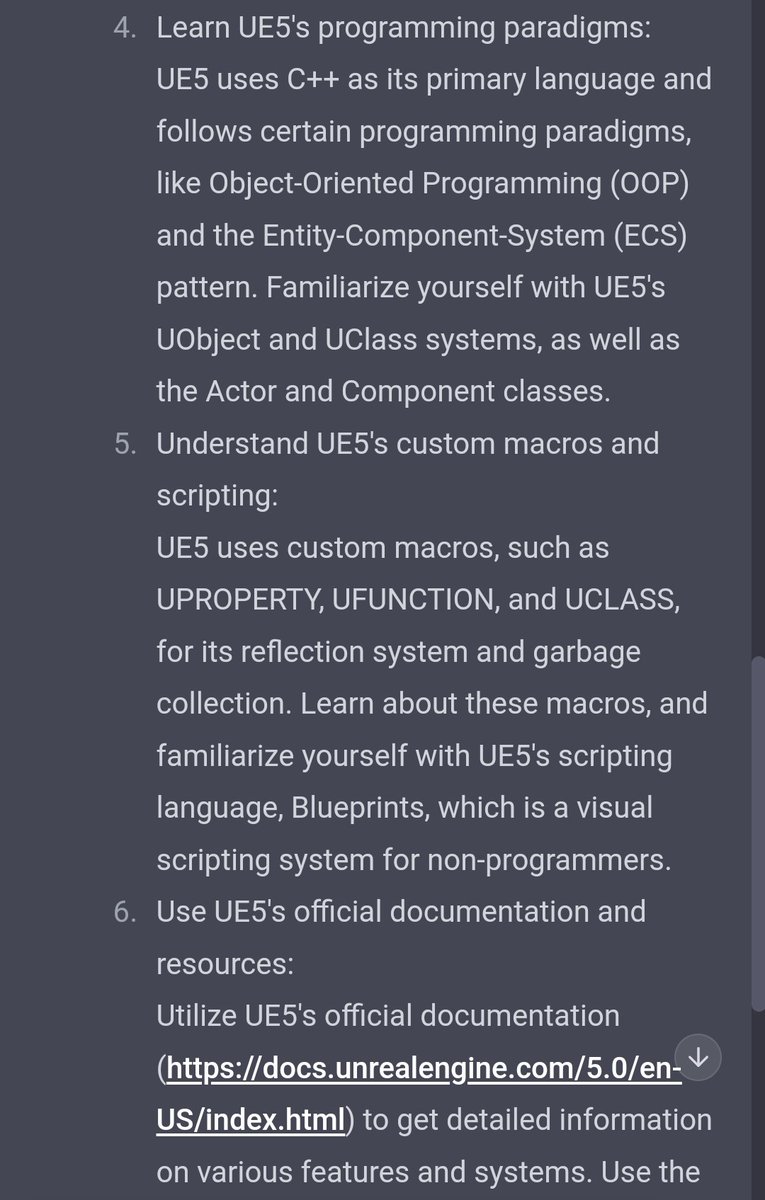 ameenaltajer's tweet photo. ChatGPT making serious plans for game developers.

#UnrealEngine5 #ChatGPT https://t.co/4F1MwHsfBe