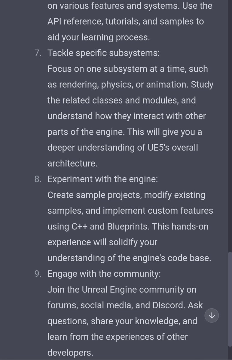 ameenaltajer's tweet photo. ChatGPT making serious plans for game developers.

#UnrealEngine5 #ChatGPT https://t.co/4F1MwHsfBe