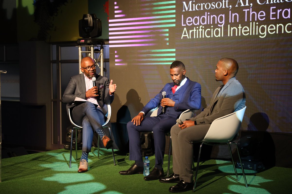 GEN22OnSloane's tweet photo. Our very own Sithembiso Mpungose @GENSouthAfrica  together with @ThapeloNthite  co-Founder of  @botlhaleAI  and Andile Stofile from  @MicrosoftSA unpack  Artificial Intelligence and how companies can leverage new technology in this era https://t.co/PrH6xji4fE