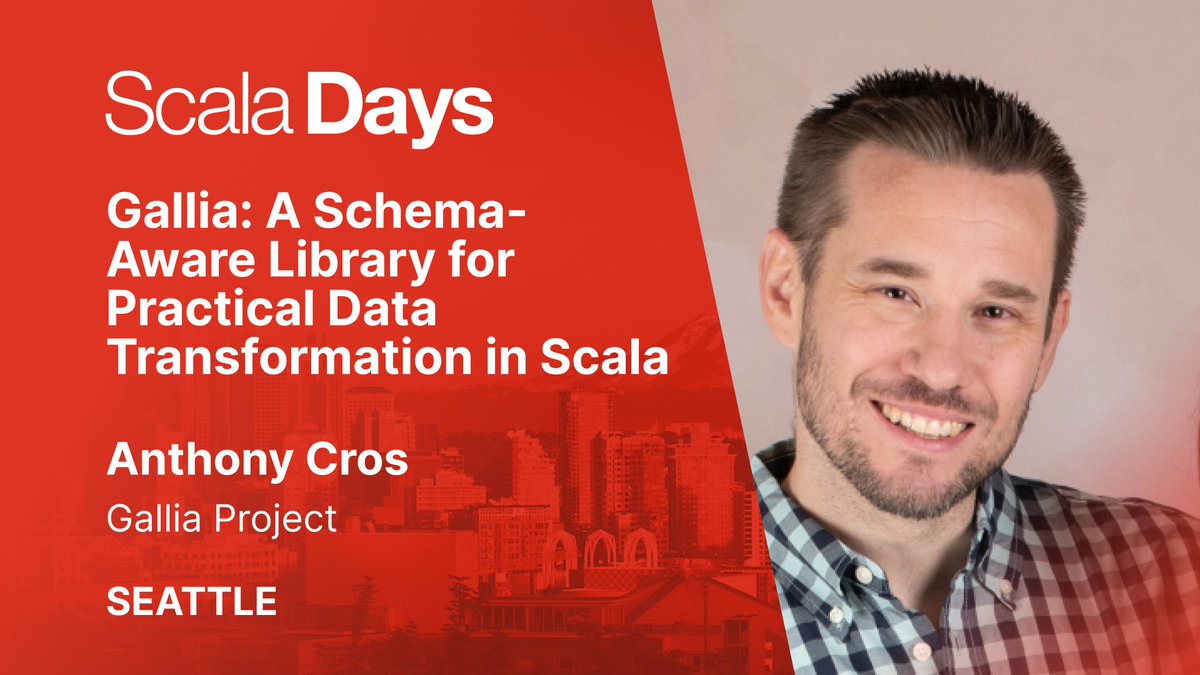 scaladays's tweet photo. 🗣️ @anthony_cros will join #ScalaDays Seattle to share about Gallia, a schema-aware data transformation library for #Scala that he created!

Learn more &amp; buy tickets: https://t.co/Azvl6LplR0 https://t.co/a2rEBq0nxn