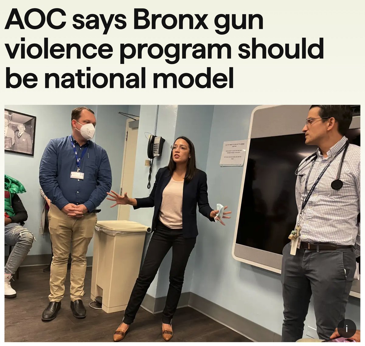 jeruvia's tweet photo. On first look, here's an impressive violence intervention program that has solid data to back up their results. It's community &amp; hospital-based &amp; Sandy @AOC has thrown her weight behind them. Here's a good read: https://t.co/o6dpmvuDH7 https://t.co/vJtXi8viMb