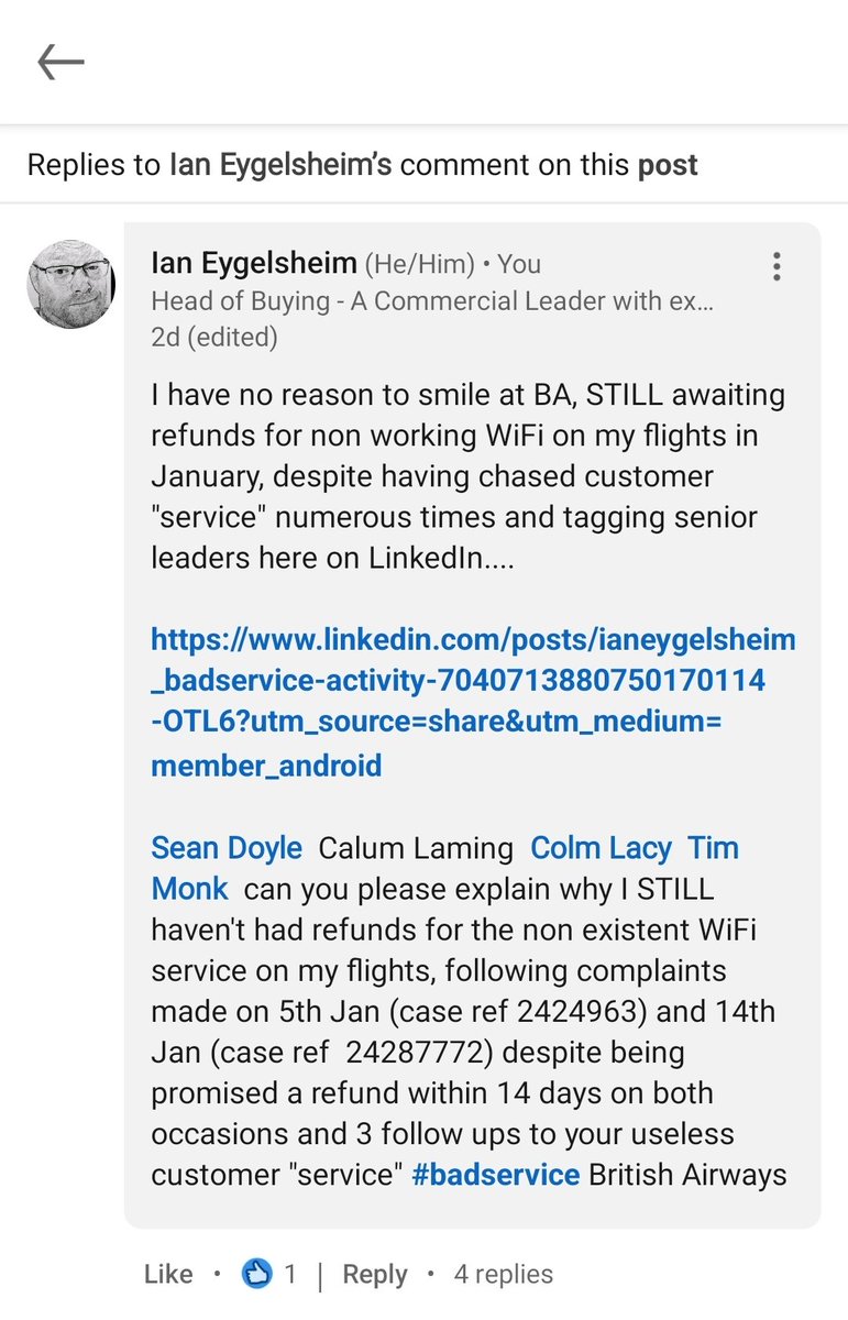 AquilaEagle's tweet photo. @British_Airways I've been advised on LinkedIn to contact you here for a quick response.... I await your reply.... https://t.co/deM8ltVQvK