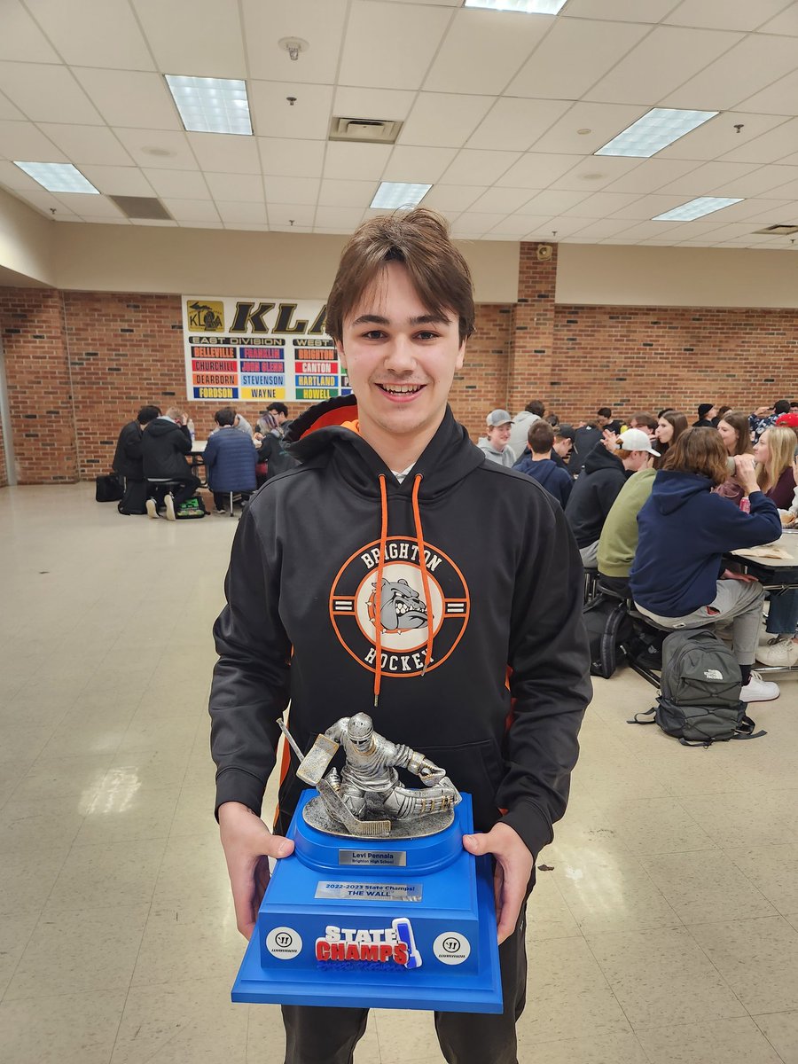 Congratulations to Levi Pennala from <a href="/brightonhockey1/">Brighton High School Hockey</a> on winning the STATE CHAMPS! Wall Award presented by <a href="/WarriorHockey/">Warrior Hockey</a>.

Video coming soon on our social media channels.