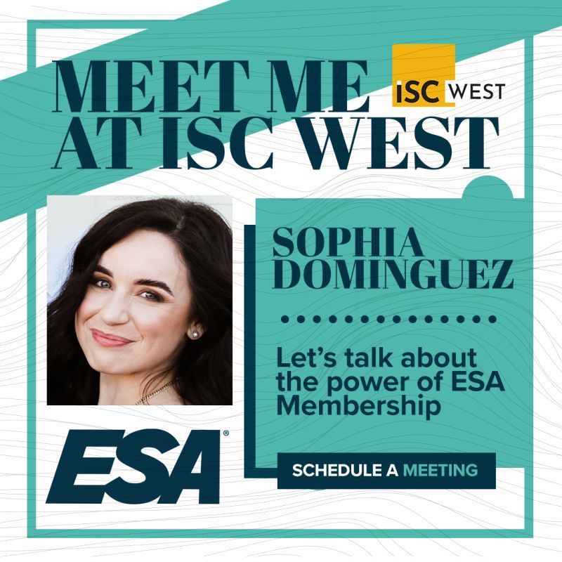Meet Sophia Dominguez, our Director of Membership at ISC West!

Head over to Meeting Room: Bassano 2705 to discuss how leveraging an ESA Membership can save you on insurance and connect you with pros from across the nation.

Click here to book:
lnkd.in/eHs3MTk8