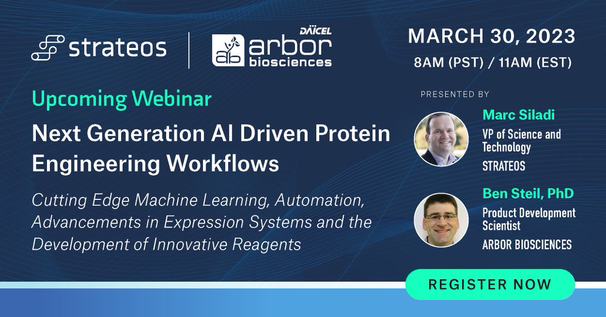 Next week Strateos + Daicel Arbor Biosciences will show how technology solutions from each can break barriers and enable truly high throughput, automated protein expression and analysis to scale the impact of your protein engineering workflows. 

Register:
hubs.la/Q01HjkPK0
