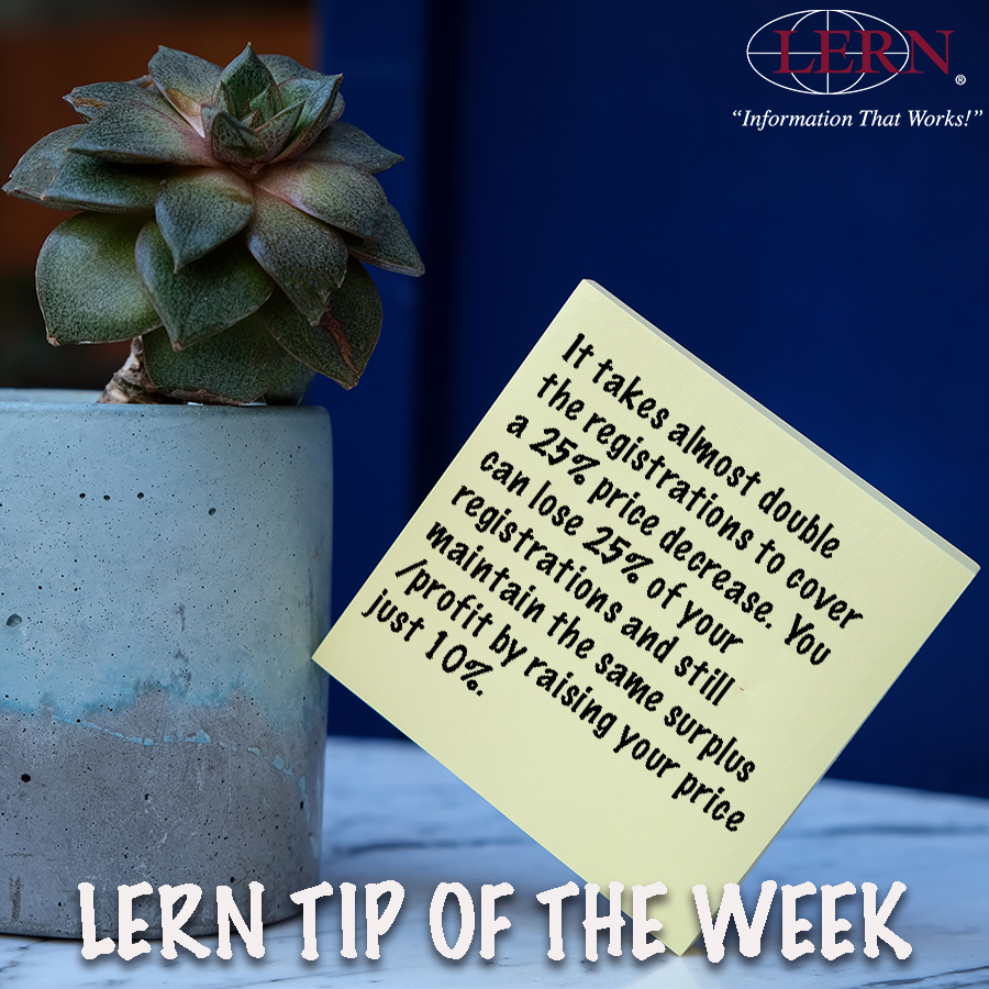LERN Tip of the Week! Don’t forget to like, follow, and subscribe so you don’t miss practical, how-to information guaranteed to improve your program. #totw #lifelonglearning #continuingeducation #strategy #roi #lern #learn