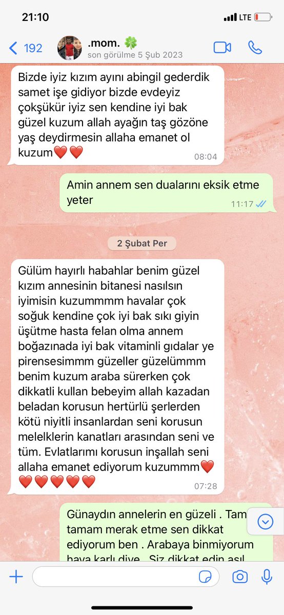 Son görülme 5 Şubat yazıyor olsada her sabah mesaj atarsın dua edersin diye bekliyorum annem.. orucumu açtım arayıp ne yedim diye sorarsın belki diyorum. Dualarını özledim annem . #deprem