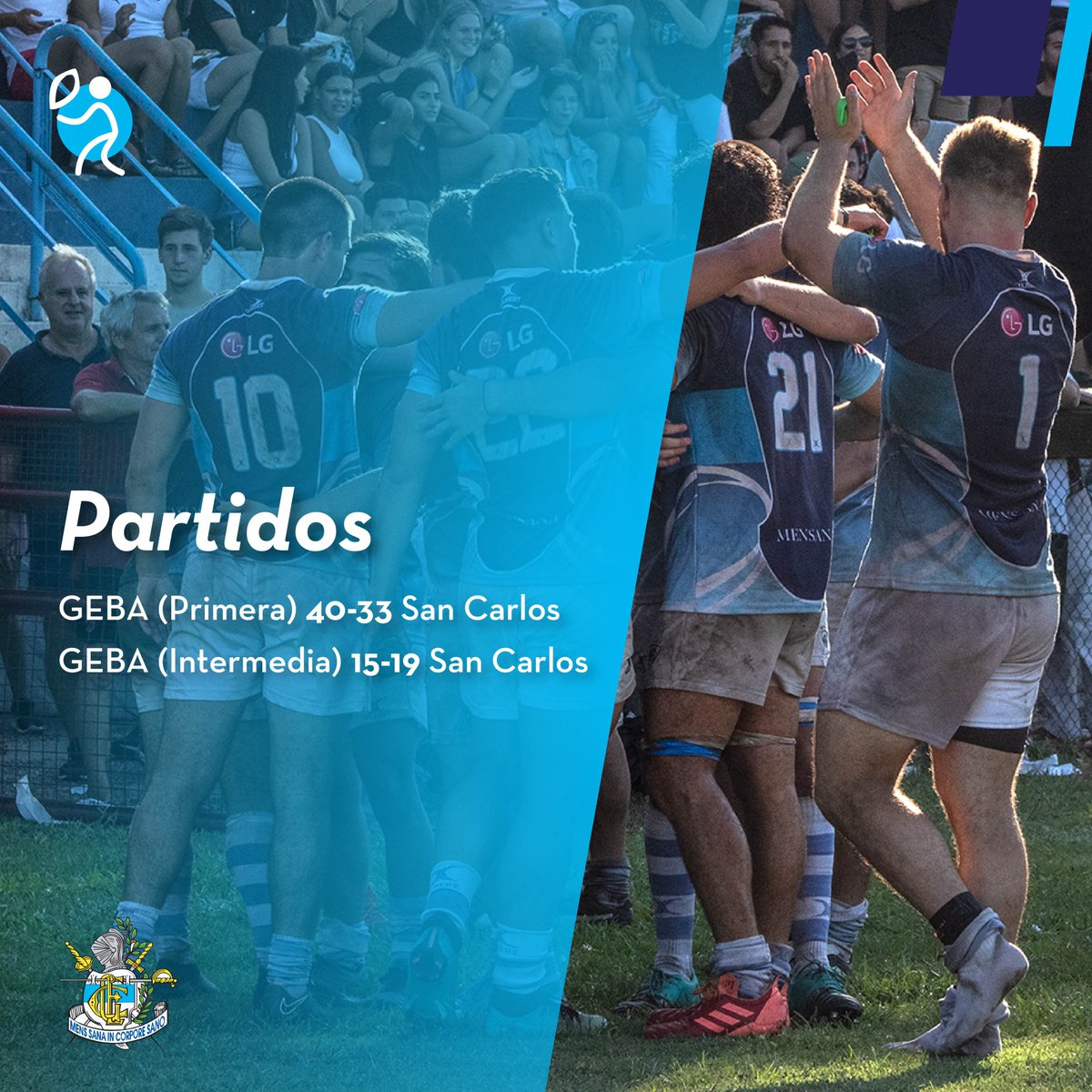 gebaoficial's tweet image. El pasado sábado, los planteles de las divisiones Primera e Intermedia de @rugbygimnasia🏉 hicieron su debut en el campeonato como locales frente al club San Carlos en la cancha de la Sede San Martín.
Primera: GEBA 40-33 San Carlos
Intermedia: GEBA 19-15 San Carlos
Vamos #GEBA