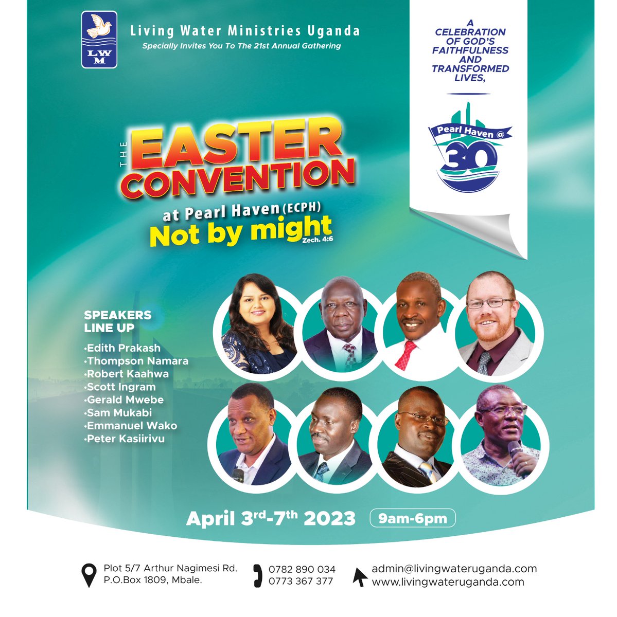 PearlHaven93's tweet photo. It's 12 days to go &amp; here is our speaker line up for  this Easter Convention 2023.
🗓 3rd to 7th April 2023
⏰9am to 6pm
For more details:📲0700672797 &amp; 0701475902
#PHCCat30
#ECPH23 https://t.co/NrrZVfPlG6