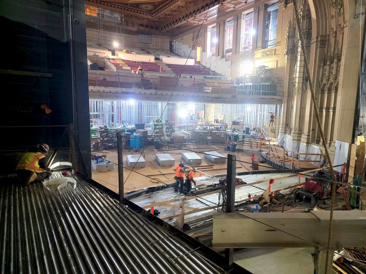 The San Diego Symphony renovation and restoration is coming along melodically. Structural engineering has been provided to remove a wall that previously sectioned off the top of the proscenium and will now provide significantly enhanced acoustics, among many other improvements!