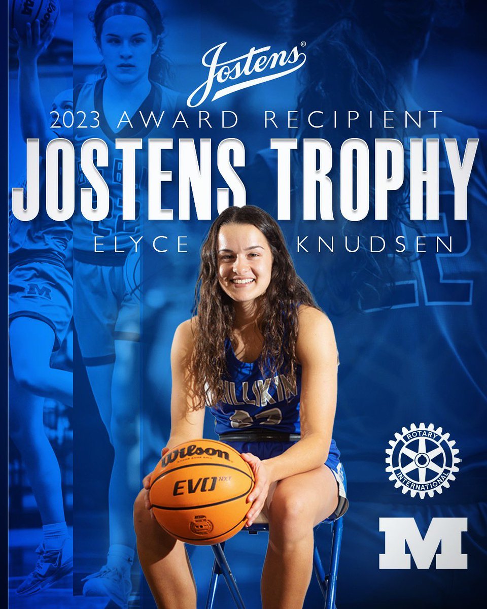 MUBigBlue's tweet image. Junior Elyce Knudsen has been named the /2023 Jostens Trophy Award winner!

Knudsen is the first Millikin player to receive the honor that recognizes the top men’s and women’s basketball player in Division III