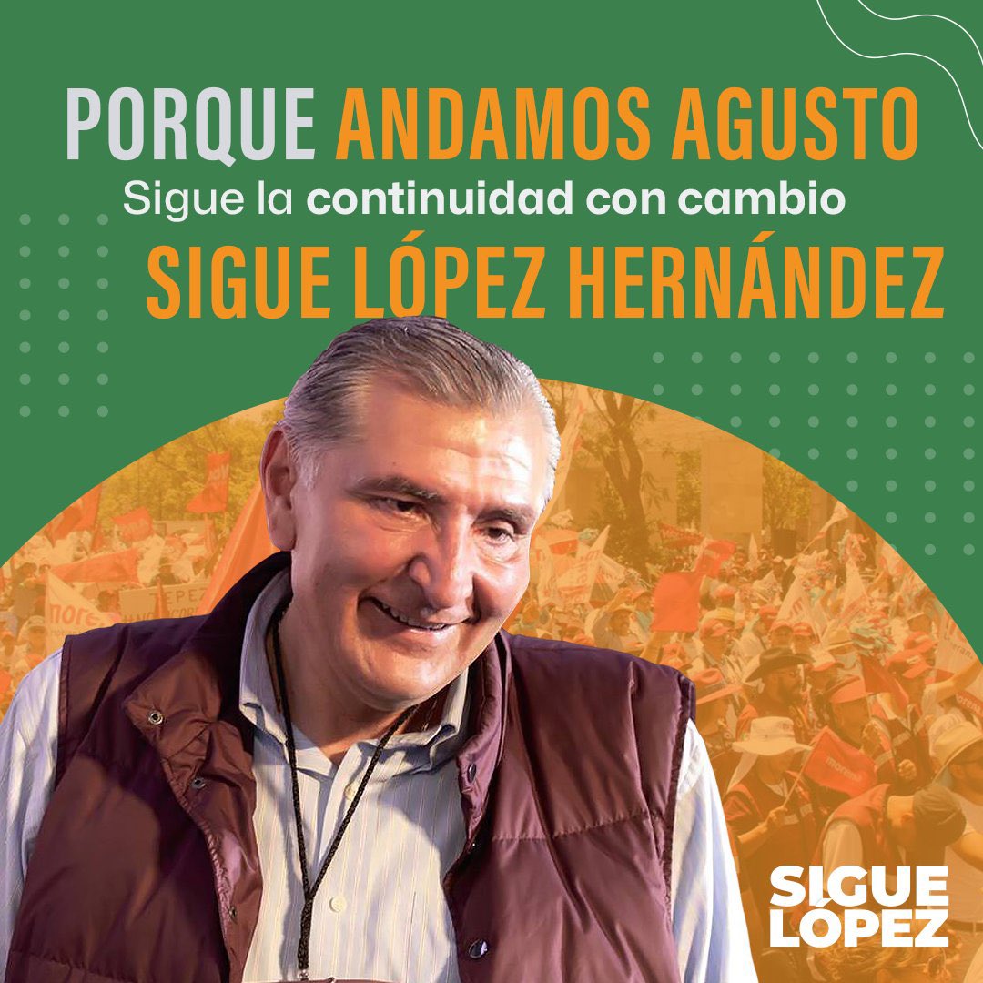 Con la Transformación, el pueblo #AndaAgusto y vamos a seguir con Adán luchando para que las victorias del pueblo continúen #SigueLópez