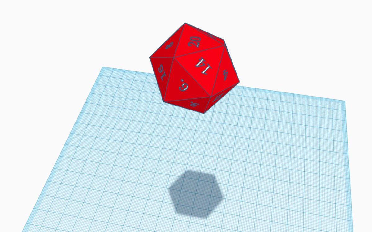 ZDP189's tweet photo. I've designed a D20 in @tinkercad for use with the Sim Lab plug-in. You will need some kind of dice tower. I'm working on D4, D6, D8, D10 and D12.

https://t.co/c0SxKM8E3D https://t.co/99hGOEFpmD