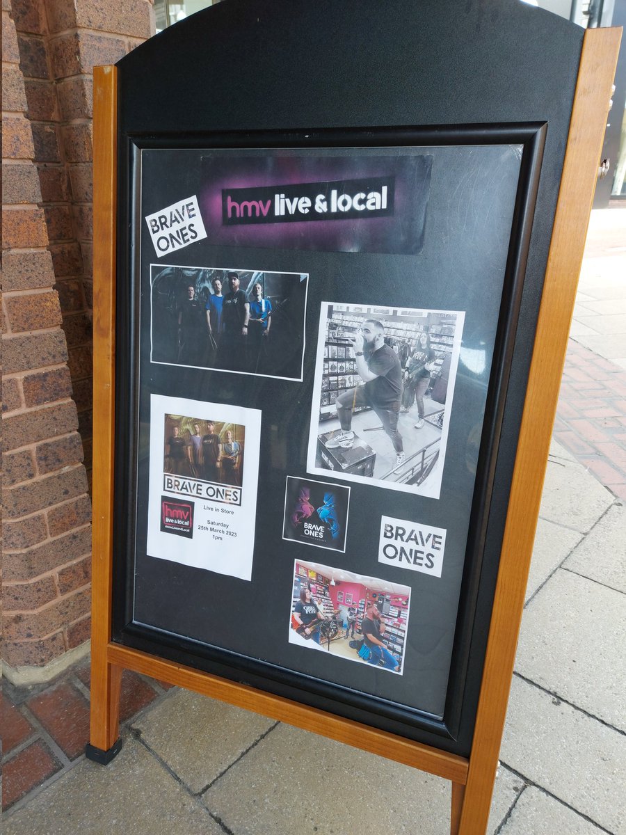 Don't forget we have live music from local metal band BRAVE ONES this Saturday.

Join us from 1pm and afterwards pick up a copy of their album on CD or LP.
#hmvliveandlocal <a href="/Braveonesband/">Brave Ones</a>
#BraveOnes #metal #live #local