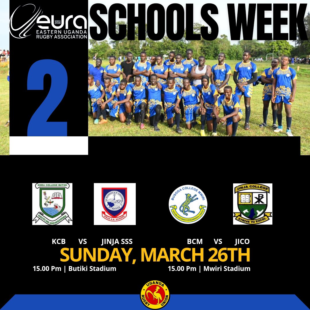 Week 2 of the schools rugby in Jinja.

26.03.2023 , 15:00hrs 

#SchoolsRugby