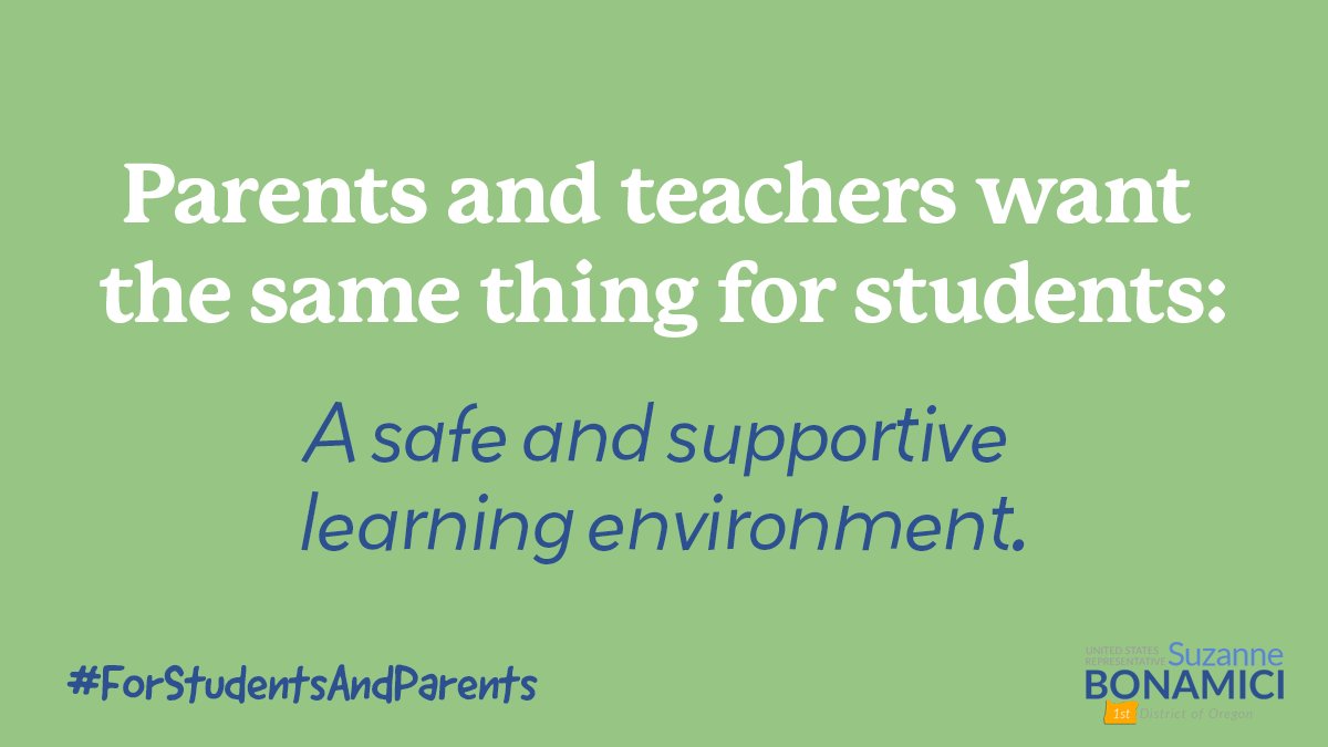 RepTeresaLF's tweet photo. Instead, I support @RepBonamici’s Bill of Rights #ForStudentsAndParents. Kids deserve a well rounded education. 

Our schools deserve funding and staff resources. Parents and families deserve to be partners. https://t.co/8mnt9d7PZK