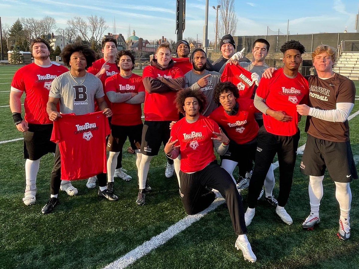 BrownU_Football's tweet photo. Yesterday wrapped up winter workouts! 

Congrats to the Green Team ☘️ &amp; the Brick Squad 🧱!

Special shout-out to @John_Perdue11 for winning TruBru 2023! 

#EverTrue #BrickSquad #TruBruChamps https://t.co/fy9tXPnjpM
