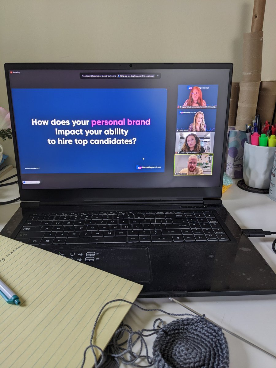 Last day of Recruiting Week from @Calendly and I'm soaking in every tip and trick from @tdesseyn, Katee Vallad, and Lauren Langstad-Roberts.  I keep my hands busy so my brain can focus.  #workingmomlife