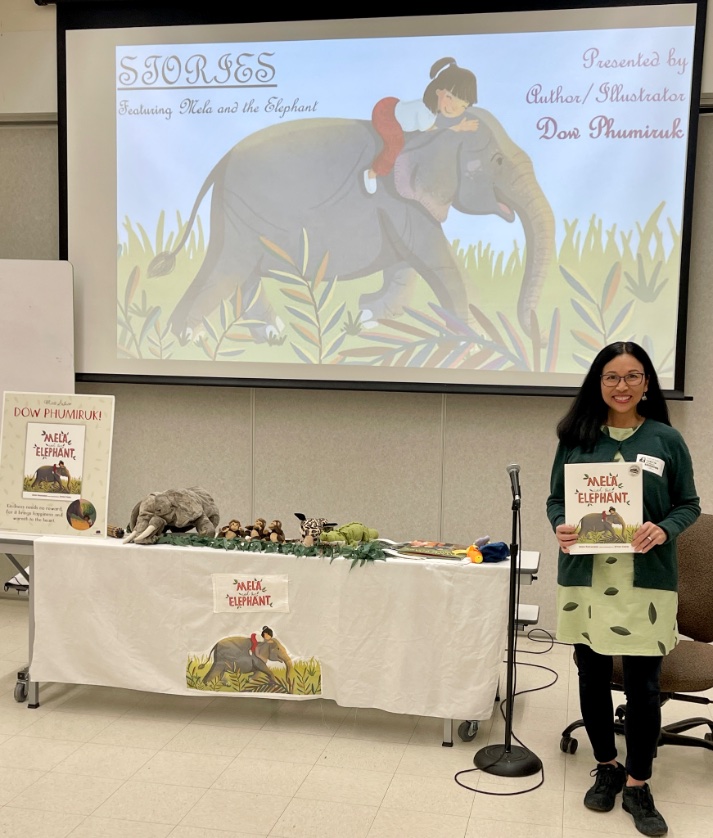 I had a #fantastic #school visit yesterday. I made a new baby #elephant go with my #Mela cutout. It looked much bigger at home!❤️#schoolvisit #authorvisit  #kidlit #childrensbooks #authorillustrator #presentation #love #books #booklove #asianamericanartist #kidlitforgrowingminds
