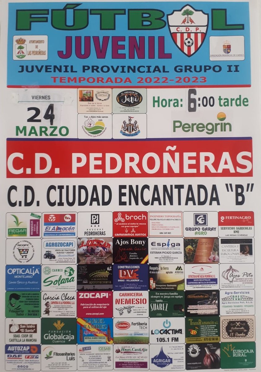 CDPedroneras's tweet photo. 👦 | Mañana viernes toca juvenil 😊
Os esperamos por el municipal a las 18.00 horas.
Todos con nuestros chicos!
#SomosCDP🔴⚪ https://t.co/A4UwUbAEaH