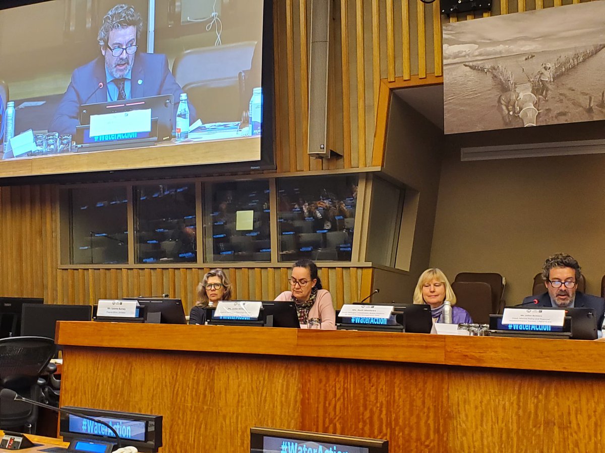 UNOceanDecade's tweet image. Live from #UN2023WaterConference 💦 Julian Barbière - #OceanDecade Focal Point: ‘Many of the ocean&apos;s problems need to be solved upstream, on land &amp;amp; to do this we need to get the #science right and we need to make sure that all stakeholders have access to the science’ #WaterAction