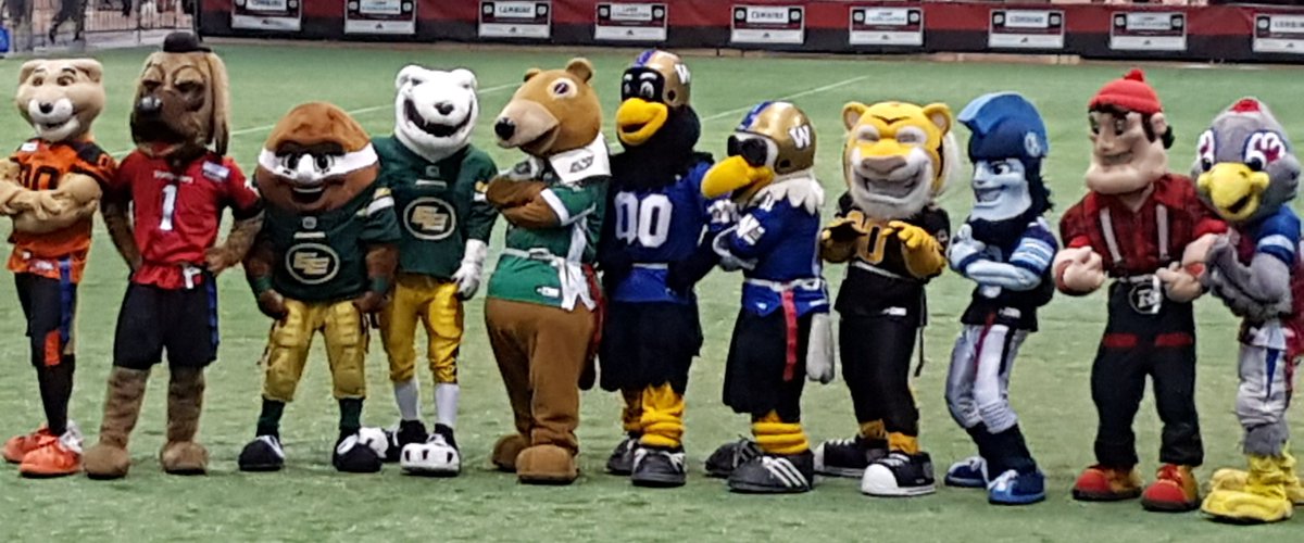GreyCupBound's tweet photo. @jerhen21 @DebRule65 @CFL #CFLWeek was such an amazing opportunity for the league. Attended both of them when they were held - met the superstars, celebrated with the CFHOFers, watched the next gen stars at the combine, met fellow fans - it was such a great way to promote the league. Even all the mascots! https://t.co/nR5i3KvZdm
