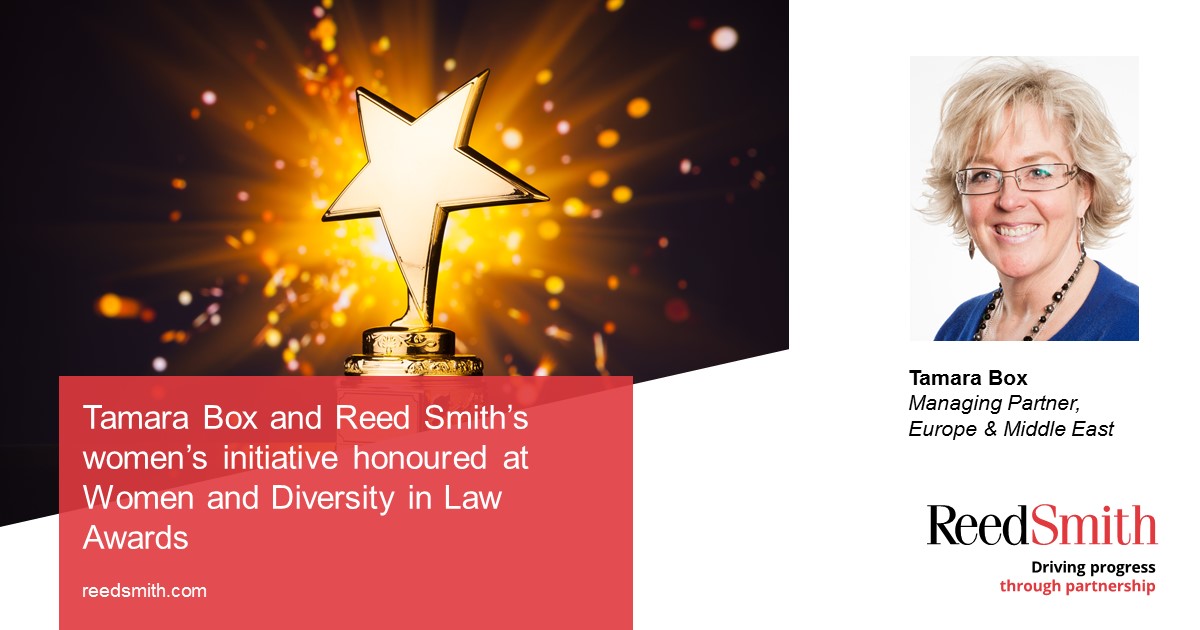 Reed Smith LLP (@reedsmithllp) on Twitter photo Congratulations to <a href="/TamaraBoxRS/">Tamara Box💋</a>, winner of Law Firm Leader of the Year – Large Law Firm at the <a href="/WDLAwards/">Women and Diversity in Law Awards</a> Women and Diversity in Law Awards. Our women’s initiative WINRS also won Gender Equality Initiative of the Year - bit.ly/3JyPOdE
#DEI #success #innovation Congratulations to <a href="/TamaraBoxRS/">Tamara Box💋</a>, winner of Law Firm Leader of the Year – Large Law Firm at the <a href="/WDLAwards/">Women and Diversity in Law Awards</a> Women and Diversity in Law Awards. Our women’s initiative WINRS also won Gender Equality Initiative of the Year - bit.ly/3JyPOdE
#DEI #success #innovation