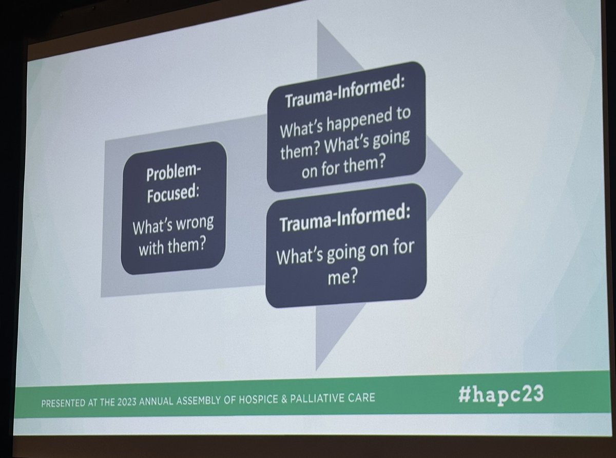 “What’s going on with this person that makes their behavior make sense?” Phenomenal presentation by Drs. Heather Bemis and Linda Radbill about reflective listening as a core component of trauma-informed care. #hapc2023 #pedspsych