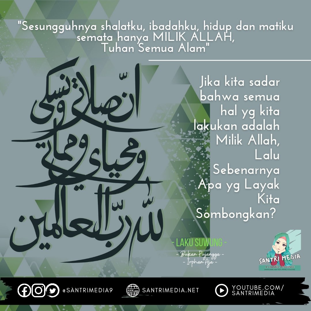 Semua Milik Allah dan Karena Allah,
Jadi apa yg Layak Kita Sombongkan?

- Laku Suwung - 
santrimedia.net

#ramadhan2023
#quoteramadhan