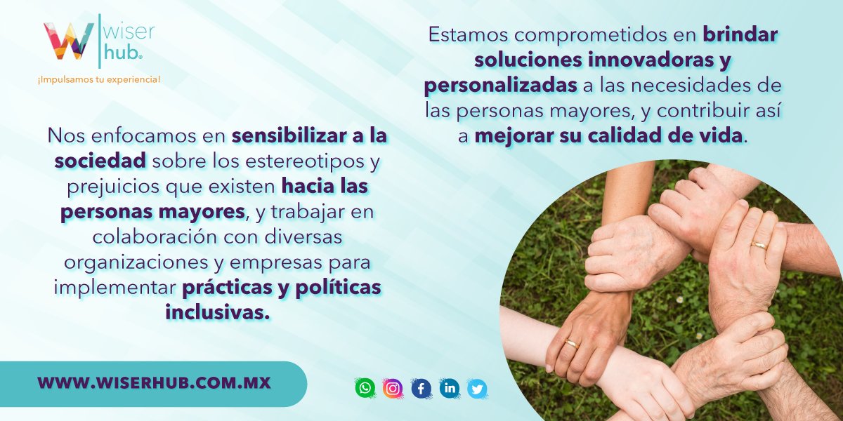 ✅En #WiserHub, promovemos la inclusión y el respeto hacia las #PersonasMayores a través de soluciones personalizadas y prácticas inclusivas.✨

#ImpulsamosTuExperiencia #FelizJueves #Edadísmo #EconomíaPlateada #SilverEconomy